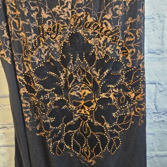 Harley Davidson Women Tank Top Medium Black Orange Sleeveless Willie G Skull - Picture 2 of 5